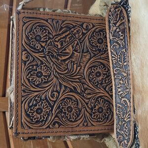 P&G Genuine Leather & Handtooled Crossbody Bag NWT